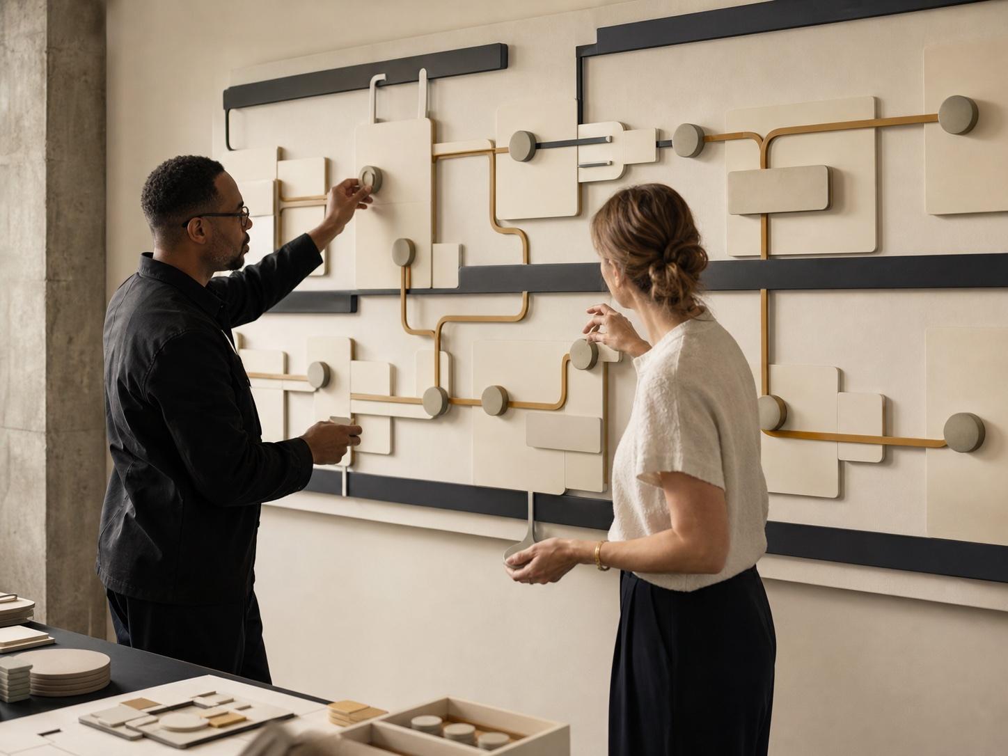 Two specialists configuring a custom connected business workflow