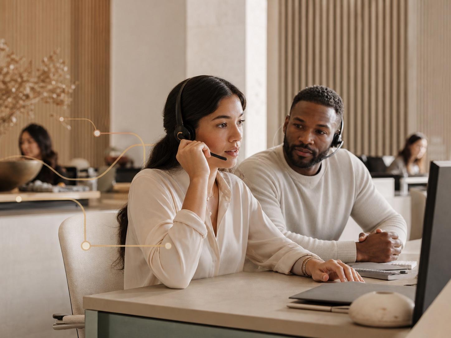 An AI-enabled call center specialist supported by a live AnSer professional