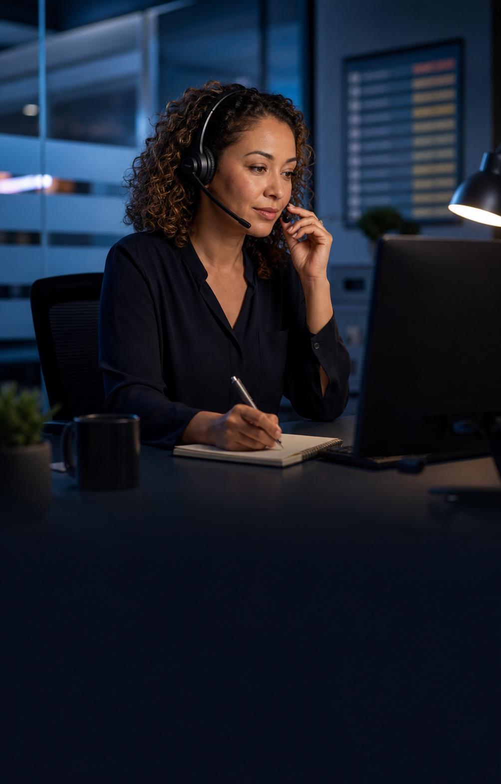 A healthcare call specialist supporting a patient after hours